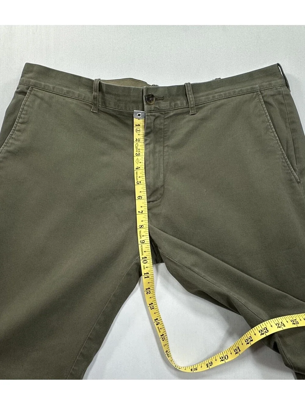 J Crew Flex Slim Fit Flat Front Chinos Green Mens 35/32